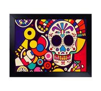 Lap Tray with Bean Bag Cushion, Entrancing Floral Sugar Skull Abstract