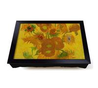 Lap Tray with Bean Bag Cushion, Fifteen Sunflowers by Vincent Van Gogh | Raised Wooden Edge, Padded Cushion, Heat-Resistant Wipe-Clean Surface, for Meals, Laptops and Crafts