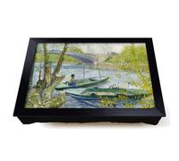 Lap Tray with Bean Bag Cushion, Fishing In Spring by Vincent Van Gogh | Handmade in the UK, Raised Wooden Edge, Padded Cushion, Heat-Resistant Wipe-Clean Surface, for Meals, Laptops and Crafts