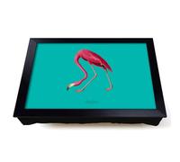 Lap Tray with Bean Bag Cushion, Flamingo In Teal by John James Audubon