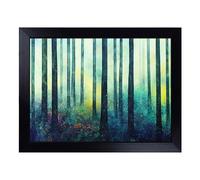 Lap Tray with Bean Bag Cushion, Flowing Colourful Forest | Handmade in the UK, Raised Wooden Edge, Padded Cushion, Heat-Resistant Wipe-Clean Surface, for Meals, Laptops and Crafts