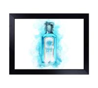 Lap Tray with Bean Bag Cushion, Gin Bottle Blue | Handmade in the UK, Raised Wooden Edge, Padded Cushion, Heat-Resistant Wipe-Clean Surface, for Meals, Laptops and Crafts
