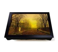 Lap Tray with Bean Bag Cushion, Golden Autumn by John Atkinson Grimshaw | Raised Wooden Edge, Padded Cushion, Heat-Resistant Wipe-Clean Surface, for Meals, Laptops and Crafts