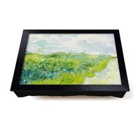 Lap Tray with Bean Bag Cushion, Green Wheat Fields by Vincent Van Gogh | Raised Wooden Edge, Padded Cushion, Heat-Resistant Wipe-Clean Surface, for Meals, Laptops and Crafts