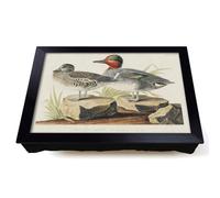 Lap Tray with Bean Bag Cushion, Green Winged Teal Ducks by John James | Raised Wooden Edge, Padded Cushion, Heat-Resistant Wipe-Clean Surface, for Meals, Laptops and Crafts