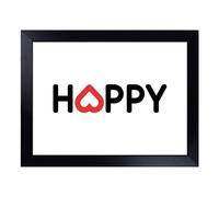 Lap Tray with Bean Bag Cushion, Happy Typography Quote | Handmade in the UK, Raised Wooden Edge, Padded Cushion, Heat-Resistant Wipe-Clean Surface, for Meals, Laptops and Crafts