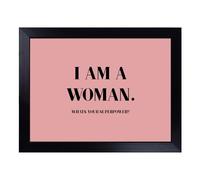 Lap Tray with Bean Bag Cushion, I am a Woman Pink Typography Quote
