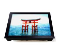 Lap Tray with Bean Bag Cushion, Itsukushima Shrine In Hiroshima Japan | Raised Wooden Edge, Padded Cushion, Heat-Resistant Wipe-Clean Surface, for Meals, Laptops and Crafts