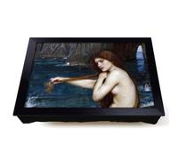 Lap Tray with Bean Bag Cushion, John William Waterhouse A Mermaid | Raised Wooden Edge, Padded Cushion, Heat-Resistant Wipe-Clean Surface, for Meals, Laptops and Crafts