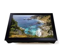 Lap Tray with Bean Bag Cushion, Landscape And Seascape Big Sur California | Raised Wooden Edge, Padded Cushion, Heat-Resistant Wipe-Clean Surface, for Meals, Laptops and Crafts