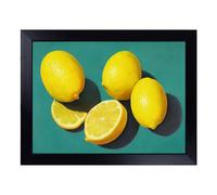 Lap Tray with Bean Bag Cushion, Lemon Fruit Citrus | Handmade in the UK, Raised Wooden Edge, Padded Cushion, Heat-Resistant Wipe-Clean Surface, for Meals, Laptops and Crafts