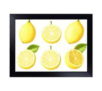 Lap Tray with Bean Bag Cushion, Lemon Fruit Pattern | Handmade in the UK, Raised Wooden Edge, Padded Cushion, Heat-Resistant Wipe-Clean Surface, for Meals, Laptops and Crafts