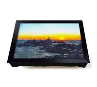 Lap Tray with Bean Bag Cushion, Lighthouse In Jersey | Raised Wooden Edge, Padded Cushion, Heat-Resistant Wipe-Clean Surface, for Meals, Laptops and Crafts