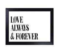 Lap Tray with Bean Bag Cushion, Love Always and Forever Typography Quote | Handmade in the UK, Raised Wooden Edge, Padded Cushion, Heat-Resistant Wipe-Clean Surface, for Meals, Laptops and Crafts