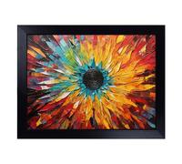 Lap Tray with Bean Bag Cushion, Mandala Flower Abstract | Handmade in the UK, Raised Wooden Edge, Padded Cushion, Heat-Resistant Wipe-Clean Surface, for Meals, Laptops and Crafts
