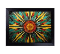 Lap Tray with Bean Bag Cushion, Mandala Flower Art Deco | Handmade in the UK, Raised Wooden Edge, Padded Cushion, Heat-Resistant Wipe-Clean Surface, for Meals, Laptops and Crafts
