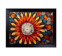 Lap Tray with Bean Bag Cushion, Mandala Flower Op Art | Handmade in the UK, Raised Wooden Edge, Padded Cushion, Heat-Resistant Wipe-Clean Surface, for Meals, Laptops and Crafts