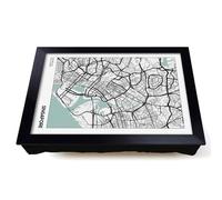 Lap Tray with Bean Bag Cushion, Map Singapore Asia | Raised Wooden Edge, Padded Cushion, Heat-Resistant Wipe-Clean Surface, for Meals, Laptops and Crafts