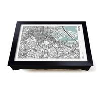 Lap Tray with Bean Bag Cushion, Map Tokyo Japan | Raised Wooden Edge, Padded Cushion, Heat-Resistant Wipe-Clean Surface, for Meals, Laptops and Crafts
