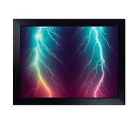 Lap Tray with Bean Bag Cushion, Neon Lightning Bolts