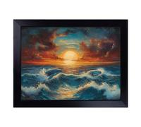Lap Tray with Bean Bag Cushion, Ocean Whales at Sunset | Handmade in the UK, Raised Wooden Edge, Padded Cushion, Heat-Resistant Wipe-Clean Surface, for Meals, Laptops and Crafts