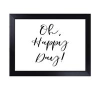 Lap Tray with Bean Bag Cushion, Oh Happy Day Typography Quote | Handmade in the UK, Raised Wooden Edge, Padded Cushion, Heat-Resistant Wipe-Clean Surface, for Meals, Laptops and Crafts