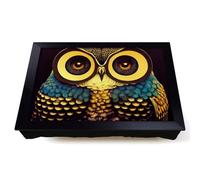 Lap Tray with Bean Bag Cushion, Owl Art Vintage Abstract