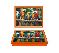 Lap Tray with Bean Bag Cushion Padded Scarlet Macaw Parrots Love Design Dinner Serving Laptop Holder Breakfast in Bed Serving Laptray Dinner Lunch Caravan Camping Camper Van Motivational Learning