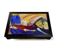 Lap Tray with Bean Bag Cushion, Painting With Troika by Wassily Kandinsky | Raised Wooden Edge, Padded Cushion, Heat-Resistant Wipe-Clean Surface, for Meals, Laptops and Crafts