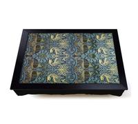 Lap Tray with Bean Bag Cushion, Peacock And Dragon Print by William Morris | Handmade in the UK, Raised Wooden Edge, Padded Cushion, Heat-Resistant Wipe-Clean Surface, for Meals, Laptops and Crafts