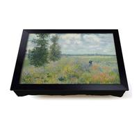 Lap Tray with Bean Bag Cushion, Poppy Fields Near Argenteuil | Raised Wooden Edge, Padded Cushion, Heat-Resistant Wipe-Clean Surface, for Meals, Laptops and Crafts