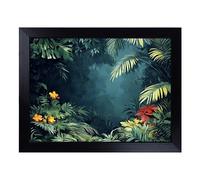 Lap Tray with Bean Bag Cushion, Rain Forest | Handmade in the UK, Raised Wooden Edge, Padded Cushion, Heat-Resistant Wipe-Clean Surface, for Meals, Laptops and Crafts