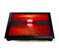 Lap Tray with Bean Bag Cushion, Red & Orange Sunset Above The Sea