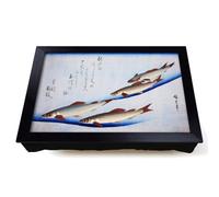 Lap Tray with Bean Bag Cushion, River Trout Fish by Utagawa Hiroshige
