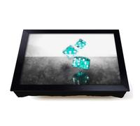 Lap Tray with Bean Bag Cushion, Roll Of The Dice | Raised Wooden Edge, Padded Cushion, Heat-Resistant Wipe-Clean Surface, for Meals, Laptops and Crafts