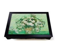 Lap Tray with Bean Bag Cushion, Roses by Vincent Van Gogh | Raised Wooden Edge, Padded Cushion, Heat-Resistant Wipe-Clean Surface, for Meals, Laptops and Crafts