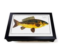 Lap Tray with Bean Bag Cushion, Royal Carp Fish by M.E. Bloch | Raised Wooden Edge, Padded Cushion, Heat-Resistant Wipe-Clean Surface, for Meals, Laptops and Crafts