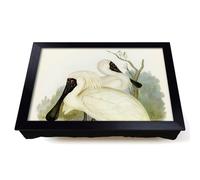 Lap Tray with Bean Bag Cushion, Royal Spoonbills by Elizabeth Gould | Raised Wooden Edge, Padded Cushion, Heat-Resistant Wipe-Clean Surface, for Meals, Laptops and Crafts