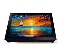 Lap Tray with Bean Bag Cushion, Sailing Boat On The Ocean Abstract