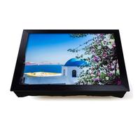 Lap Tray with Bean Bag Cushion, Santorini Blue Domed Church Greece