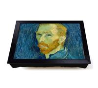 Lap Tray with Bean Bag Cushion, Self Portrait by Vincent Van Gogh | Raised Wooden Edge, Padded Cushion, Heat-Resistant Wipe-Clean Surface, for Meals, Laptops and Crafts