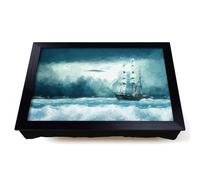Lap Tray with Bean Bag Cushion, Ship Sailing Over A Stormy Sea