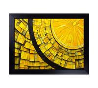 Lap Tray with Bean Bag Cushion, Sliced Lemon Abstract | Handmade in the UK, Raised Wooden Edge, Padded Cushion, Heat-Resistant Wipe-Clean Surface, for Meals, Laptops and Crafts