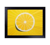 Lap Tray with Bean Bag Cushion, Sliced Lemon Minimalism | Handmade in the UK, Raised Wooden Edge, Padded Cushion, Heat-Resistant Wipe-Clean Surface, for Meals, Laptops and Crafts