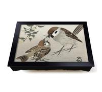 Lap Tray with Bean Bag Cushion, Sparrow Birds & Plants by Ohara Koson