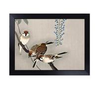 Lap Tray with Bean Bag Cushion, Sparrows At Wisteria By Ohara Koson