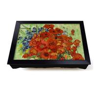 Lap Tray with Bean Bag Cushion, Still Life With Daisy's by Vincent Van Gogh | Raised Wooden Edge, Padded Cushion, Heat-Resistant Wipe-Clean Surface, for Meals, Laptops and Crafts