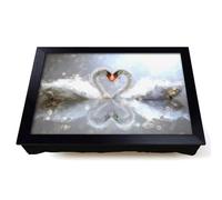 Lap Tray with Bean Bag Cushion, Swans Forming A Love Heart