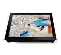 Lap Tray with Bean Bag Cushion, The Taiko Bridge by Utagawa Hiroshige