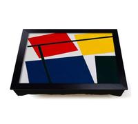 Lap Tray with Bean Bag Cushion, Theo Van Doesburg Simultaneous Counter | Raised Wooden Edge, Padded Cushion, Heat-Resistant Wipe-Clean Surface, for Meals, Laptops and Crafts